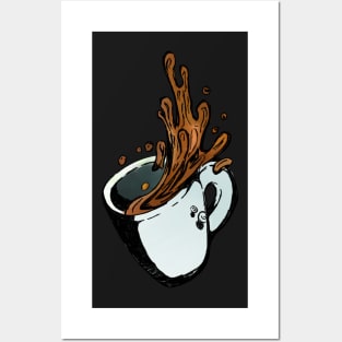 Coffee is spilling pattern  - black Posters and Art